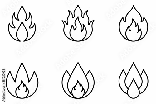 fire line icon, fire line art vector	set
