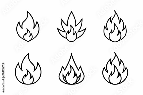 fire line icon, fire line art vector	set
