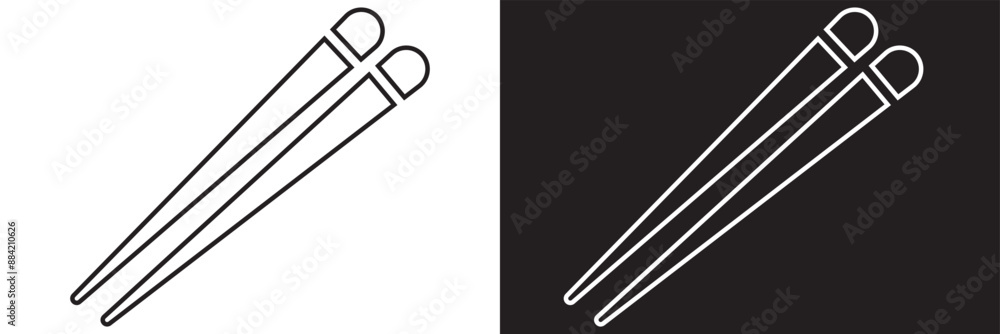 Icon chopstick japanese food, korea wood stick chinese sushi chop. isolated on white and black background. vector . EPS 10 Icon chopstick japanese food, korea wood stick chinese sushi chop. isolated on white and black background. vector . EPS 10