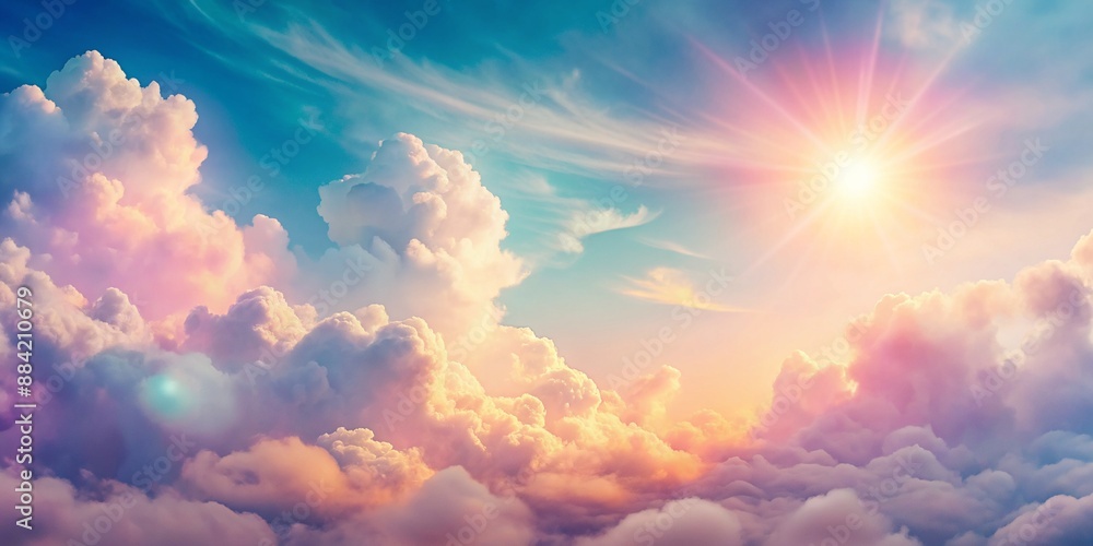 Pastel Colored Sun and Cloud Background: Bright Skies Imagery Pastel Colored Sun and Cloud Background: Bright Skies Imagery