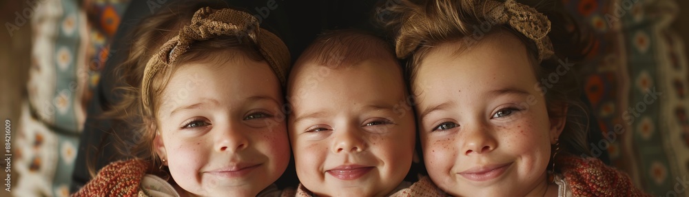 Mother breastfeeding twins with a smile, National Breastfeeding Month, nourishment and joy