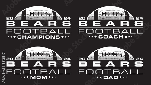 Football Champions 2024 - Bears Designs is a sports design template that includes a graphic basketball and a space for your own teams name. This design is great for advertising and promotions.