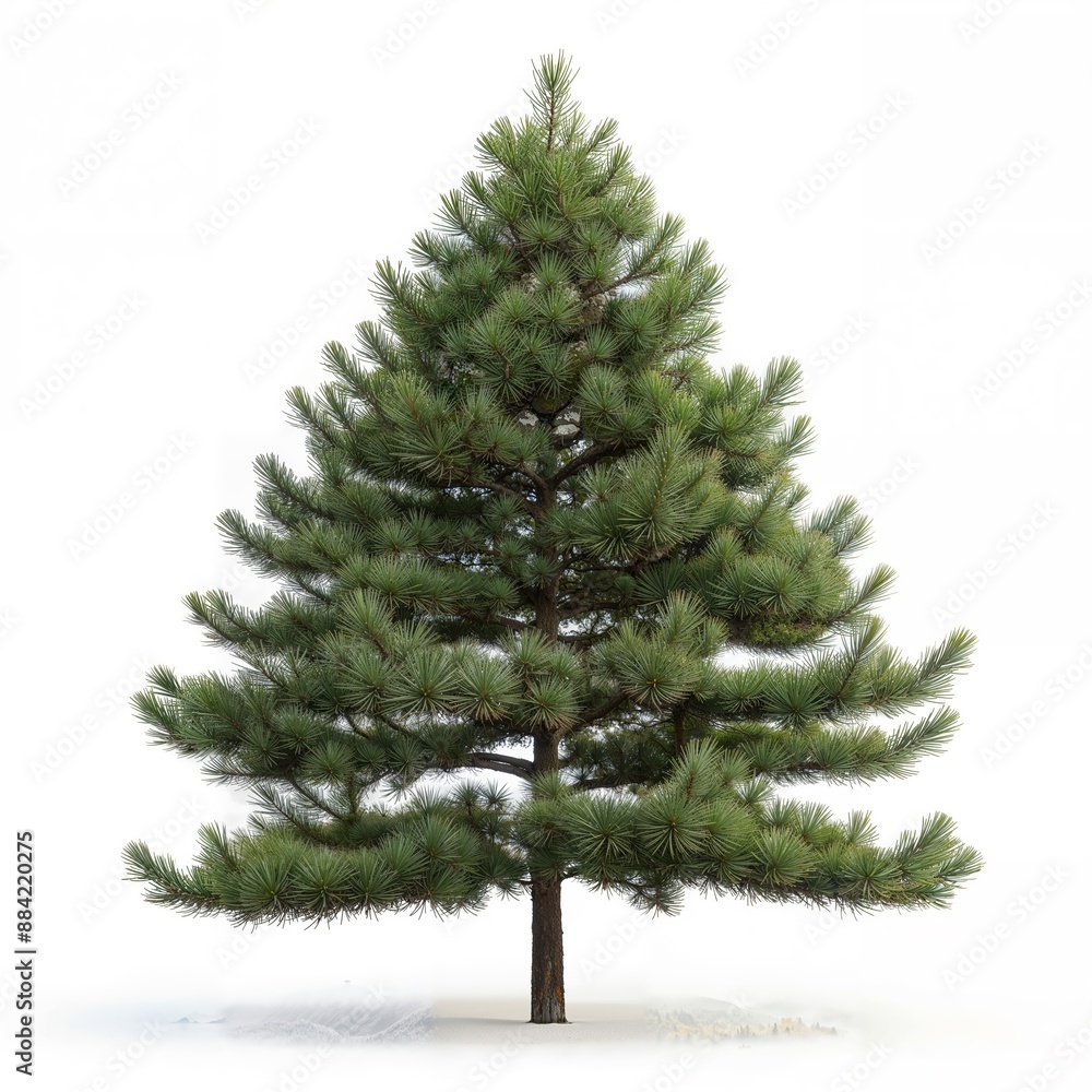 Tall pine tree with dense green foliage and a strong trunk, isolated. Tall pine tree with dense green foliage and a strong trunk, isolated.