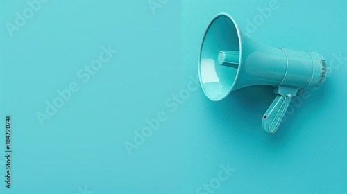 Blue Megaphone on a Turquoise Background