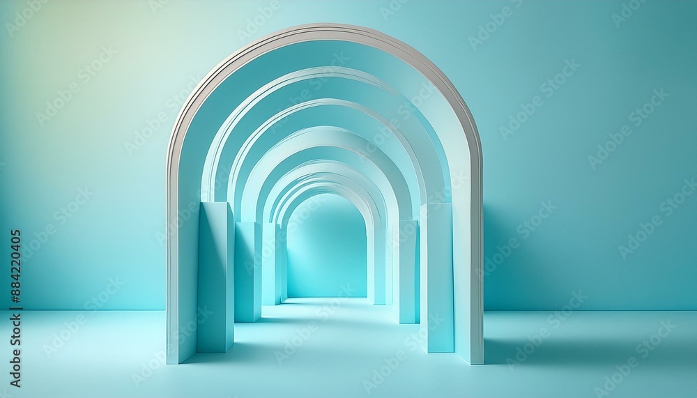 Fototapeta premium Serene Blue Arches: Abstract Geometric Elegance