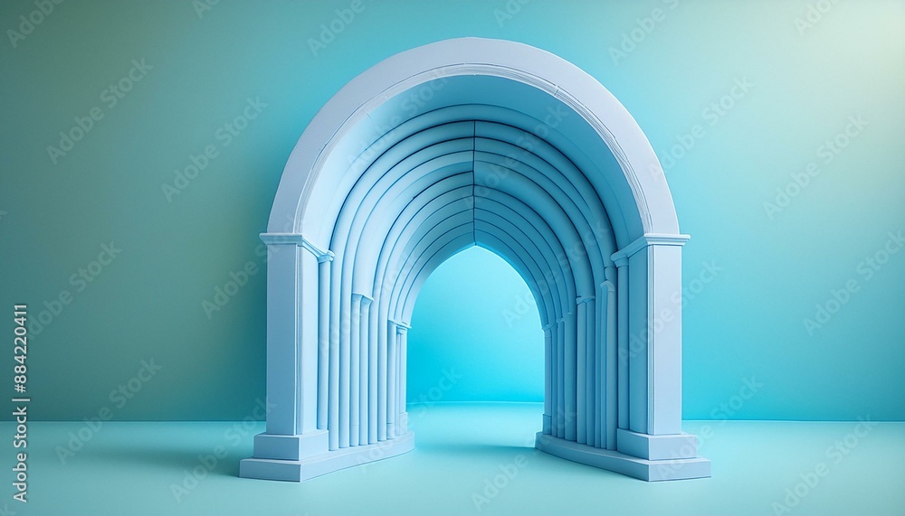 Serene Blue Arches: Abstract Geometric Elegance Serene Blue Arches: Abstract Geometric Elegance