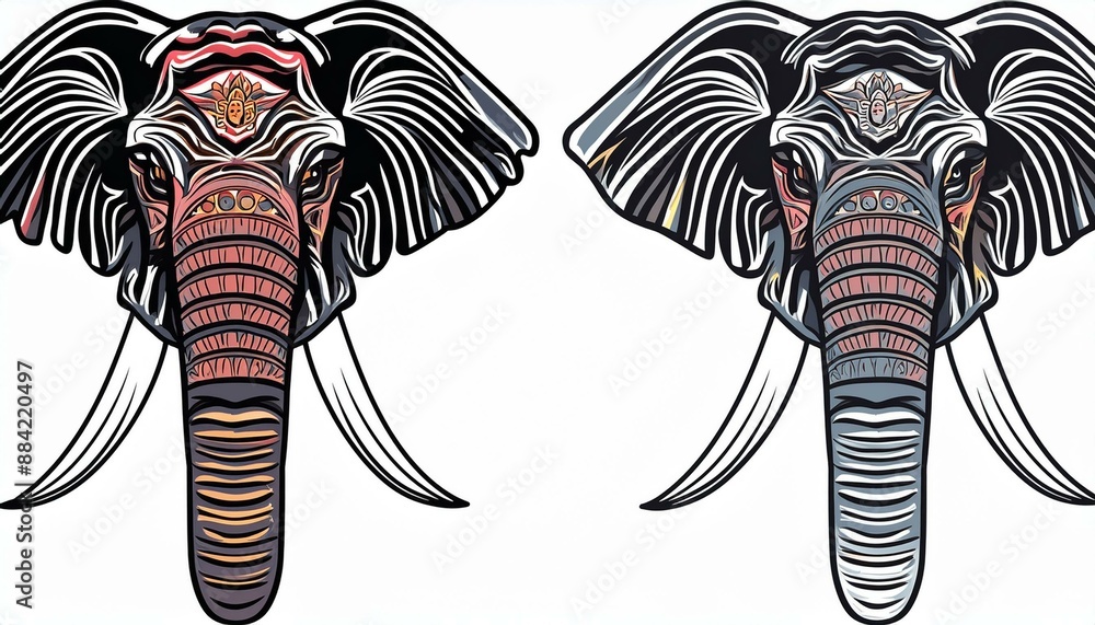 Obraz premium Elephant Head Tattoo Design 