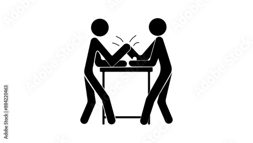 Arm Wrestling Battle , black isolated silhouette