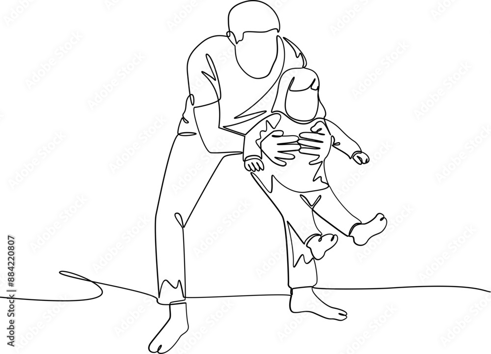 Father and daughter one line art illustration Father and daughter one line art illustration