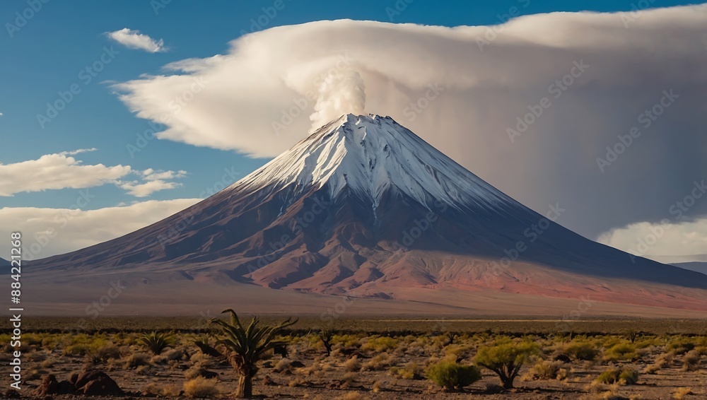 Catarpe Valley with Licancabur volcano in the Atacama Desert, Chile Catarpe Valley with Licancabur volcano in the Atacama Desert, Chile