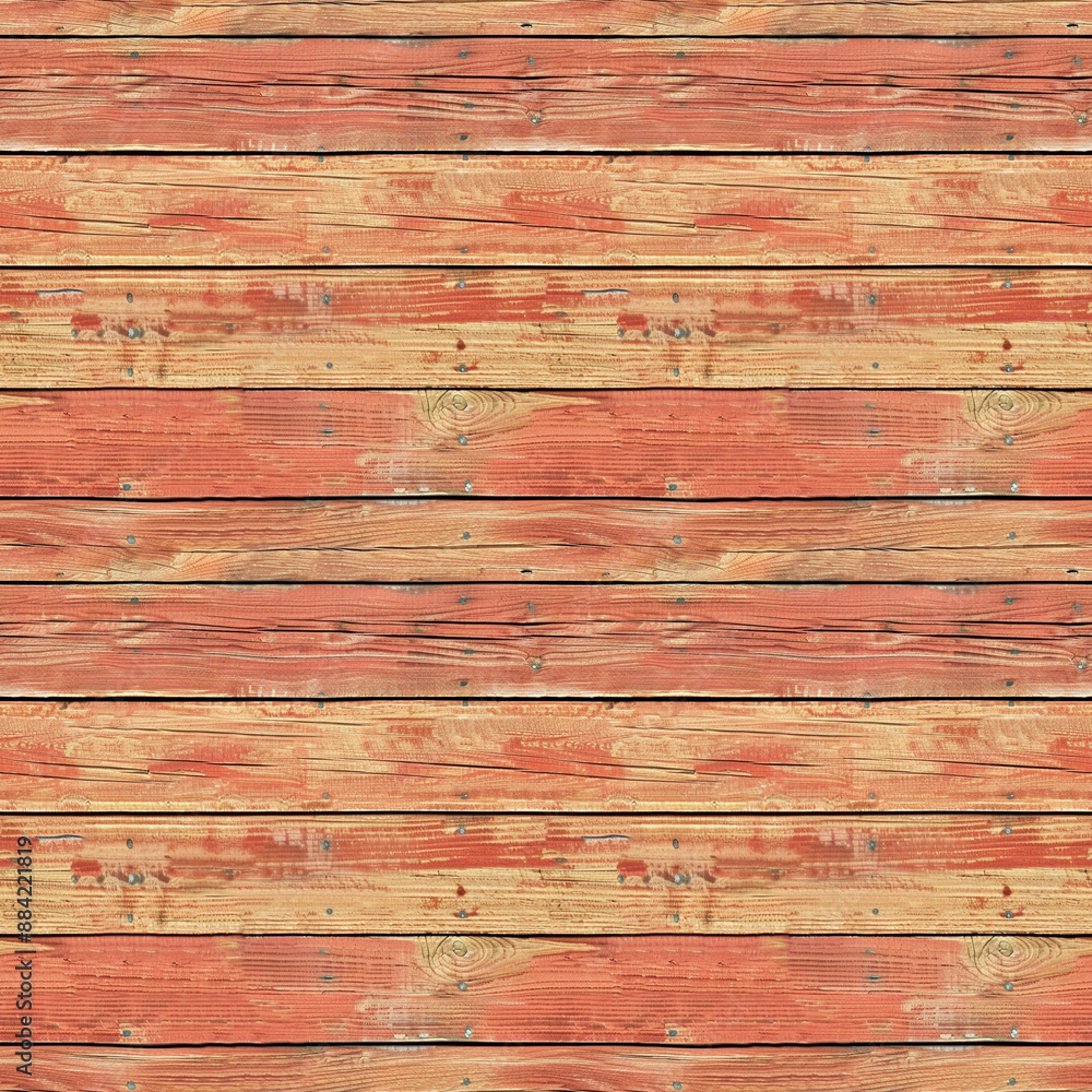 Fototapeta premium Seamless pattern with orange wooden boards. Brown wooded planks endless repeating texture.