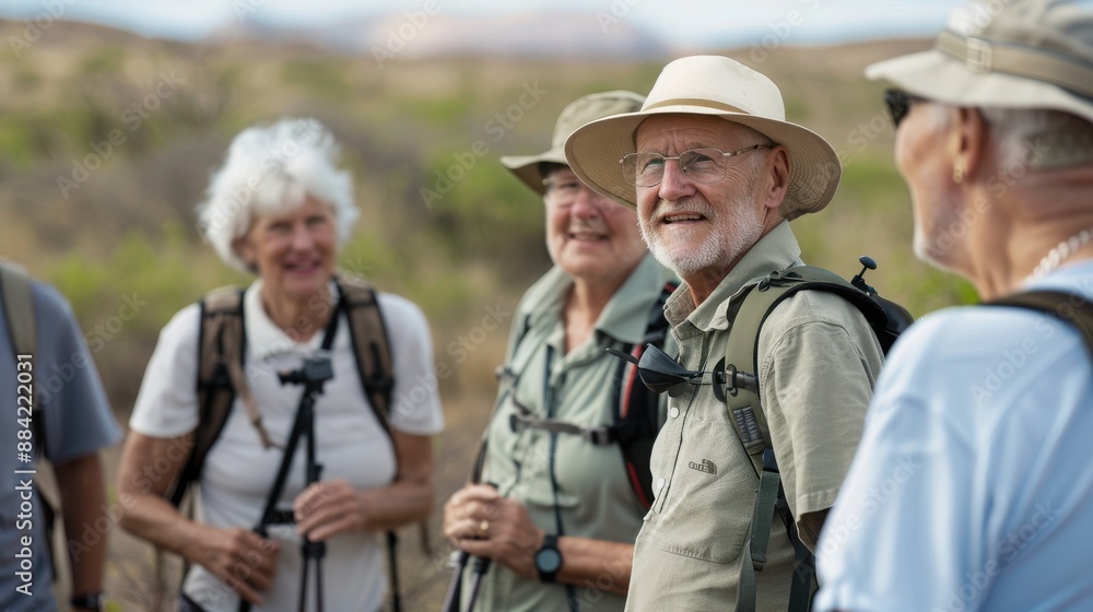Fototapeta premium A group of older people are smiling and posing for a photo