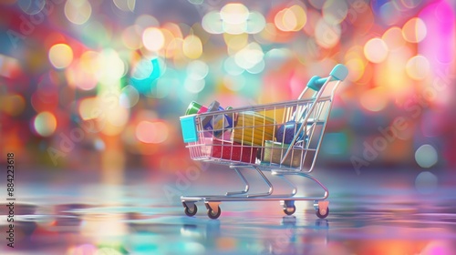 Shopping Cart with Gifts and Lights