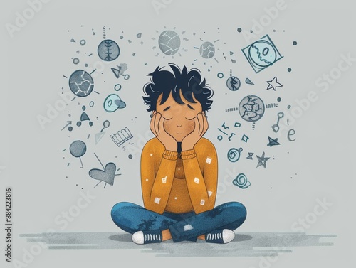 Infographic of ADHD symptoms and coping strategies, ADHD Awareness Month, knowledge and management