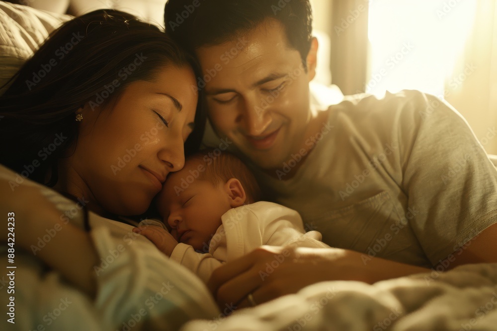 New Parents Gazing at Sleeping Baby New Parents Gazing at Sleeping Baby
