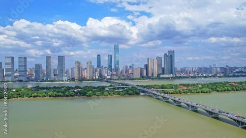 Aerial photography of CBD buildings in Changsha, China photo