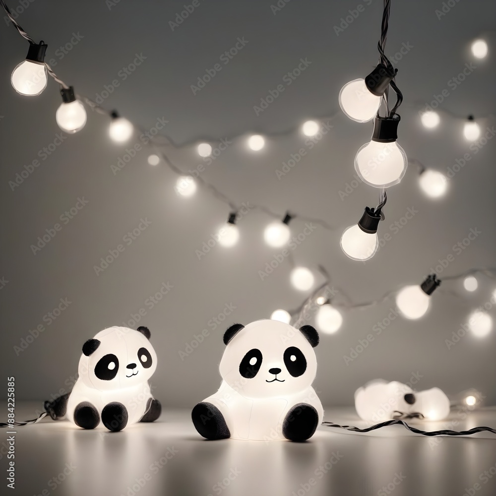 Fototapeta premium panda fairy lights for room