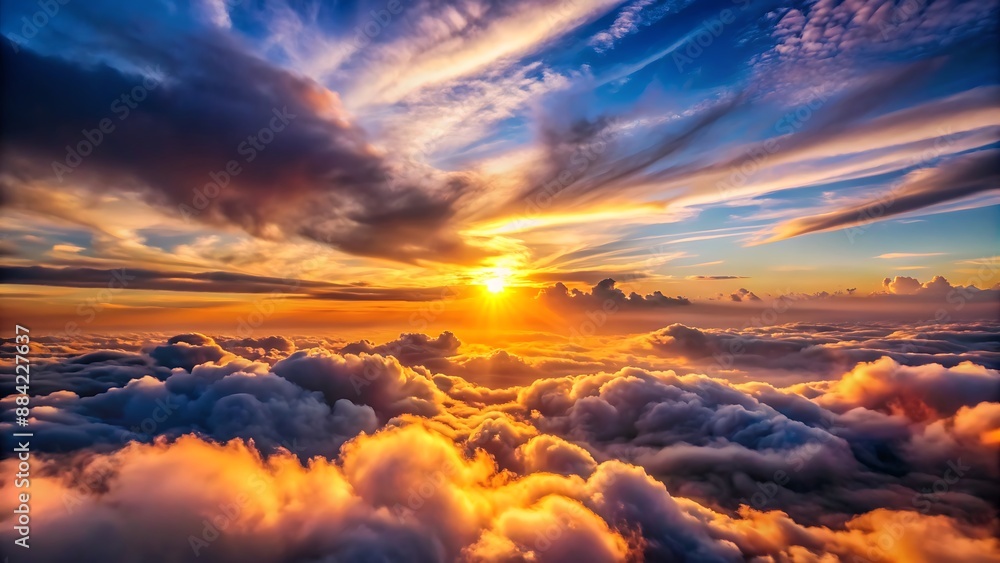 Fototapeta premium Golden Sunset Above the Clouds.