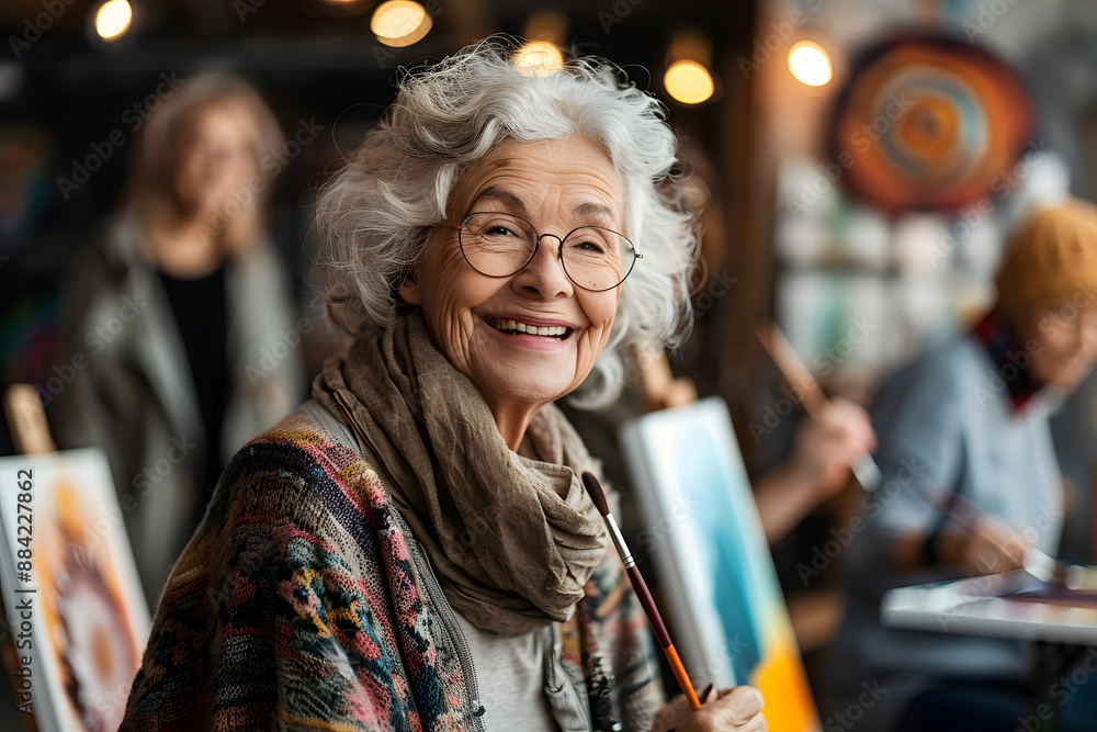 Vibrant Studio Moments: Happy Seniors Creating Vibrant Studio Moments: Happy Seniors Creating