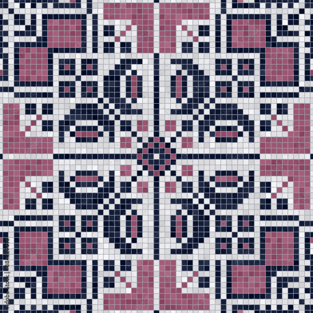 Fototapeta premium Mosaic tiles background, seamless vector pattern