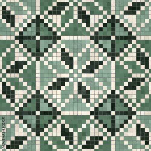 Mosaic tiles  background, seamless vector pattern