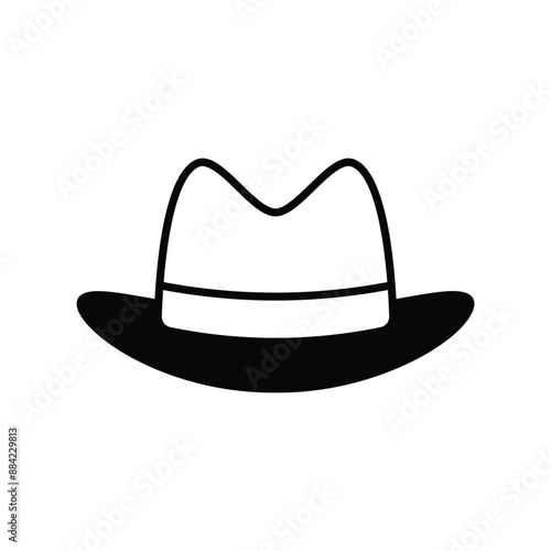 fedora hat glyph icon with white background vector stock illustration