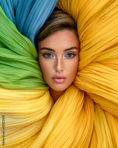 Artwork of Color Explosion Dynamic Movement of Fabric in an Artistic Display, Capturing the Vibrant Play of Colors and Textures in a Mesmerizing Abstract Composition Brainstorming Magazine Background