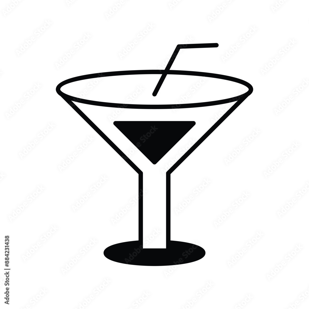 coketail glyph icon with white background vector stock illustration coketail glyph icon with white background vector stock illustration