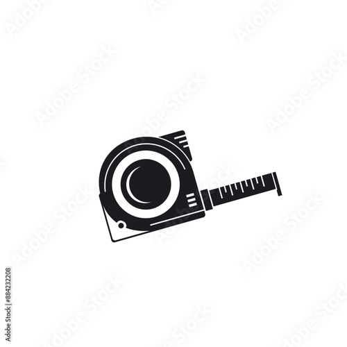 Measuring tool logo illustration, meter roll silhouette suitable for music stores and communities