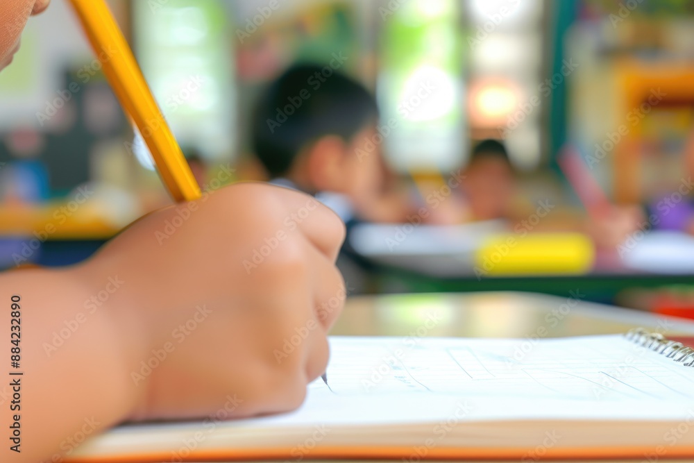 Education Concept: Handwriting in School Notebook Education Concept: Handwriting in School Notebook