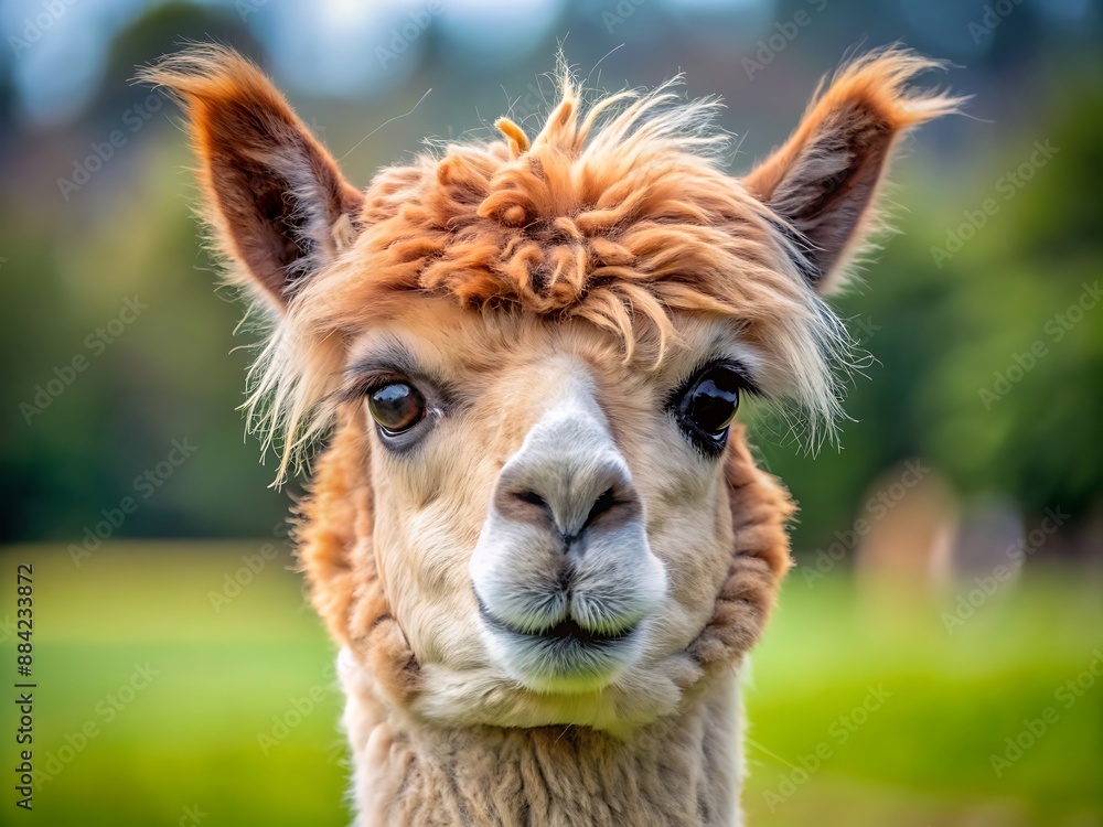 Fototapeta premium Close-Up Portrait of a Cute Alpaca.
