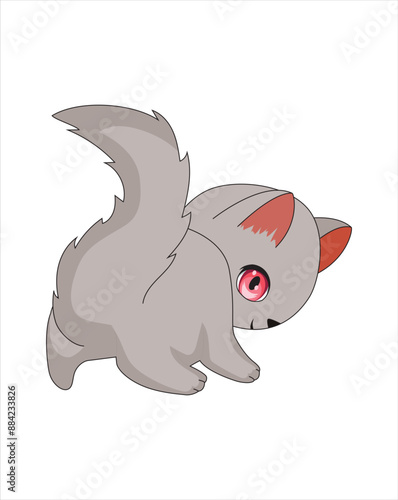 Grey shy cat illustration vector