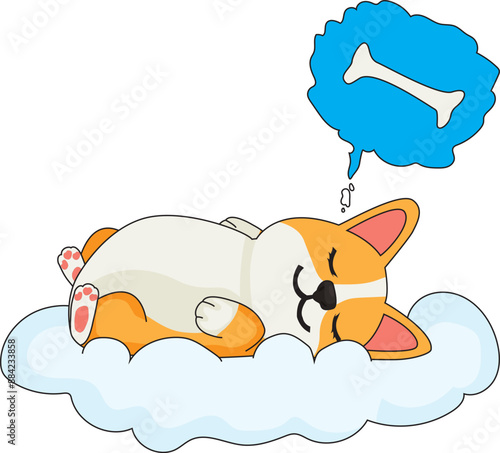 Dog sleeping on cloud dreaming