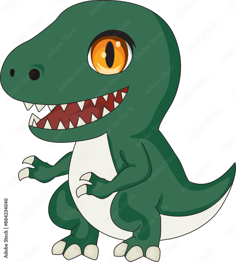 Fototapeta premium Cute baby t rex dinosaur with smile vector