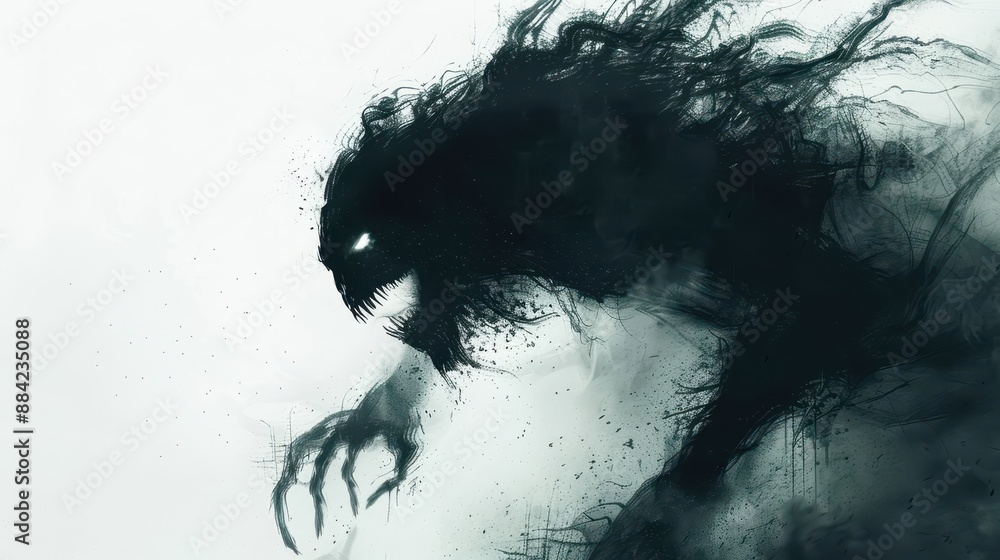 A mythical creature emerging from the depths of a crystal-clear lake, in white background A mythical creature emerging from the depths of a crystal-clear lake, in white background
