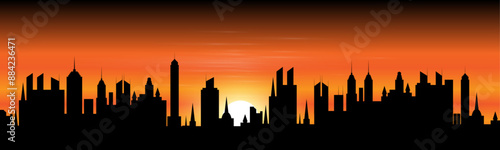 Cityscape silhouette sunrise. sunset over the city in sillhouette view
