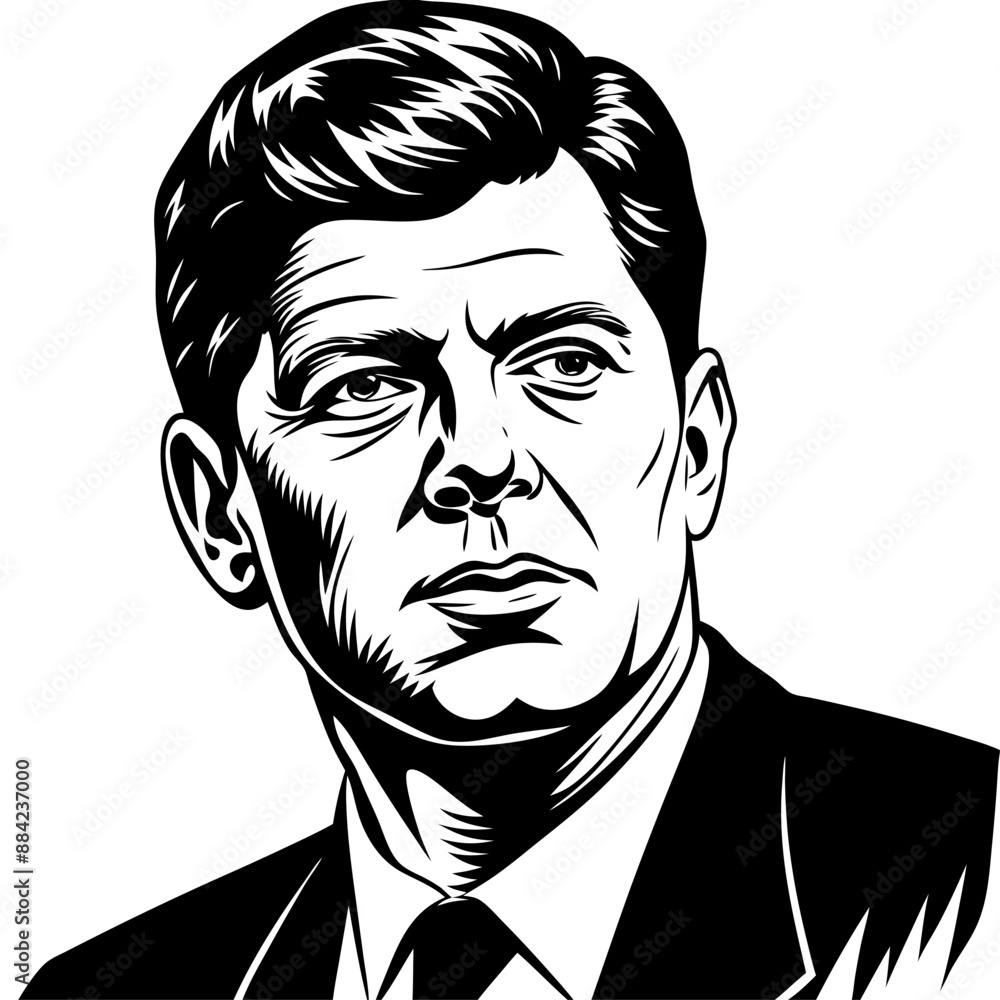 Illustration of a man in suit with different facial features Illustration of a man in suit with different facial features