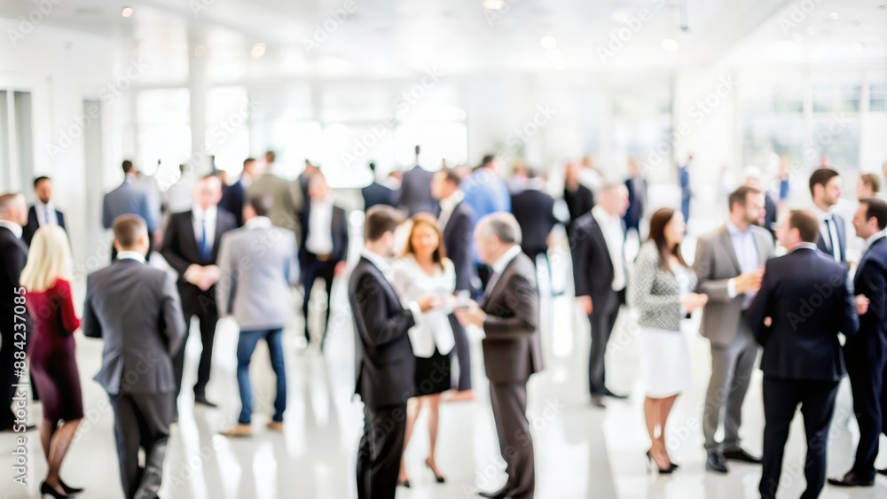 Business Networking Blur - Blurred background of people networking at a corporate event.
