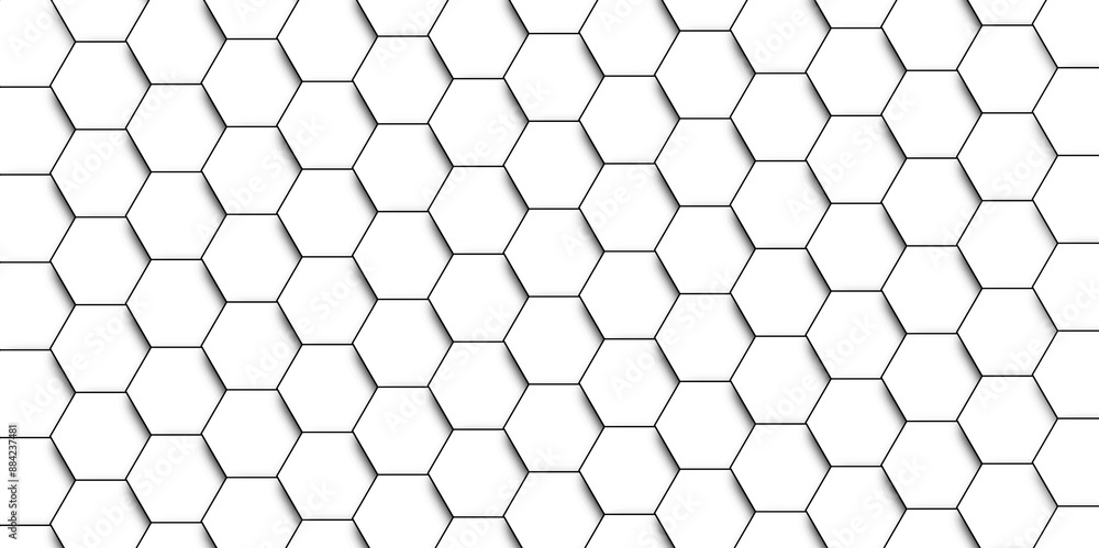Fototapeta premium Abstract white background with hexagons . white Hexagonal Background Luxury White Pattern seamless bright white abstract honeycomb background 3D Futuristic abstract geometric mesh cell texture.