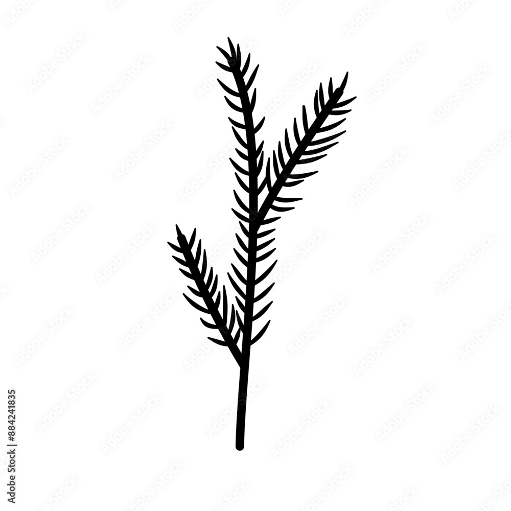 Christmas Tree Branch Black Silhouette Vector Christmas Tree Branch Black Silhouette Vector