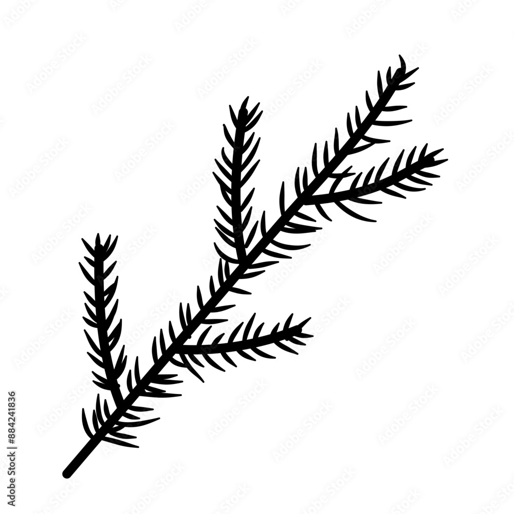 Christmas Tree Branch Black Silhouette Vector Christmas Tree Branch Black Silhouette Vector