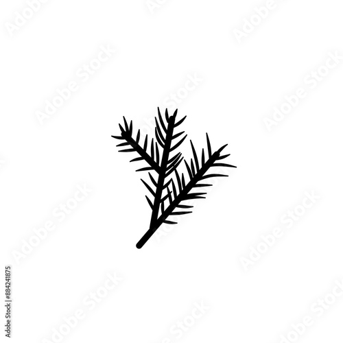 Christmas Tree Branch Black Silhouette Vector 