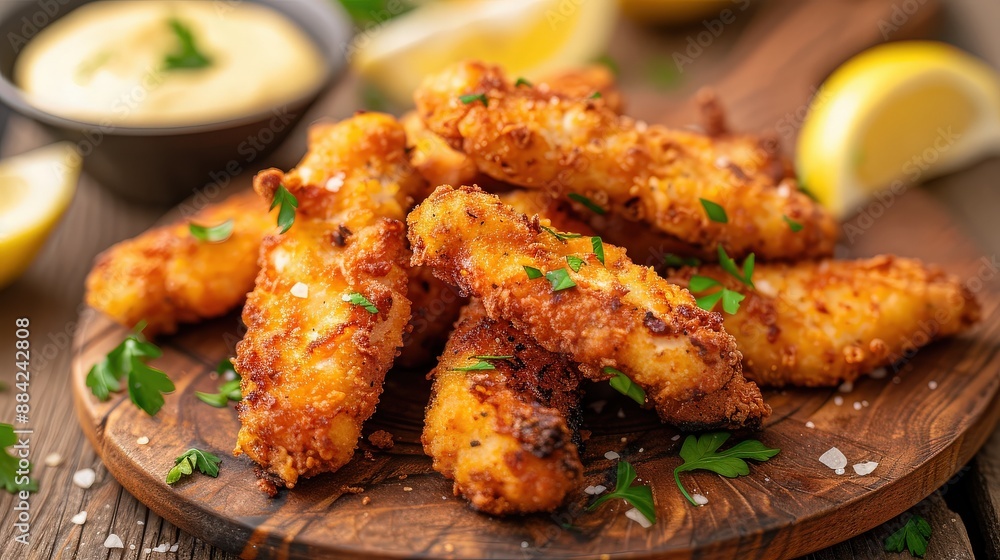 Crispy Fried Chicken Tenders with Lemon Slices Crispy Fried Chicken Tenders with Lemon Slices