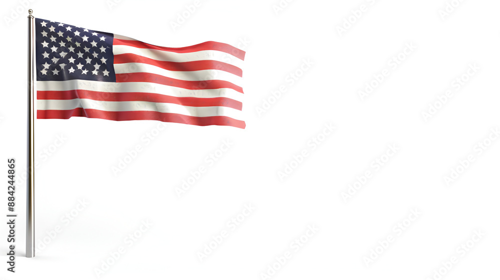 Waving American Flag on White Background Waving American Flag on White Background