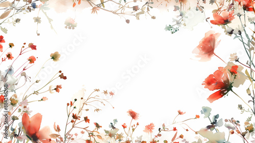 Wallpaper Mural Elegant floral watercolor border with vibrant blossoms and foliage Torontodigital.ca