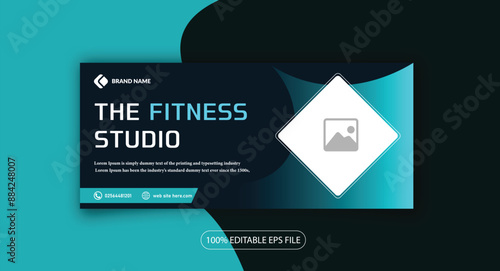 Fitness gym training facebook cover and web banner psd template