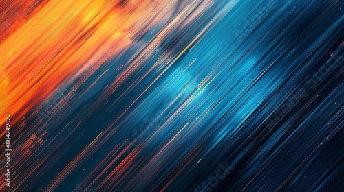 wallpaper grafic, fine sraight lines, depth, blue ,orange