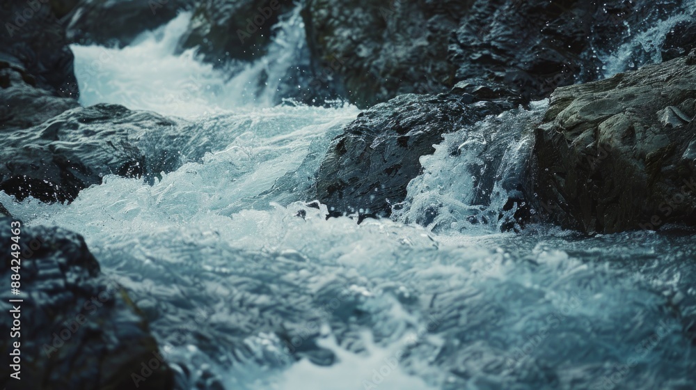 Turbulent River Water Crashing Over Rocks Turbulent River Water Crashing Over Rocks