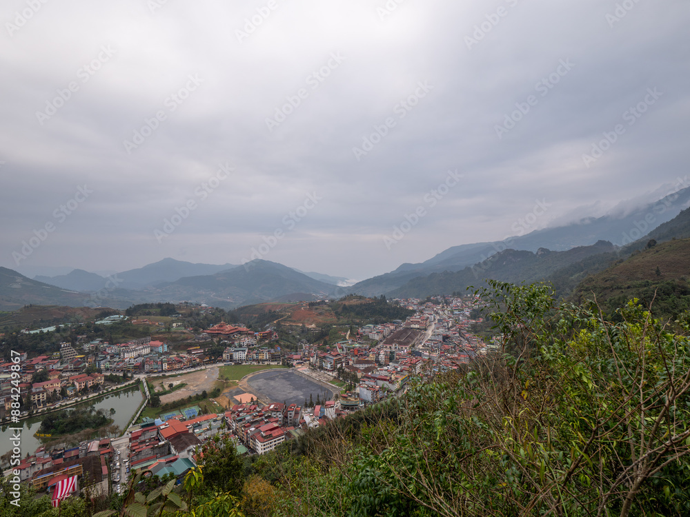 Obraz premium View form The Top of Sapa City Hill
