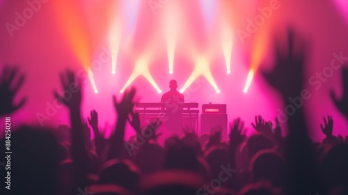 Wallpaper Mural Crowd silhouettes dancing during concert with pink lighting. Torontodigital.ca